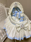 Hooded Dressed Moses Basket, Short Skirt & Stand