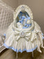 Hooded Dressed Moses Basket, Short Skirt & Stand