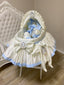Hooded Dressed Moses Basket, Short Skirt & Stand